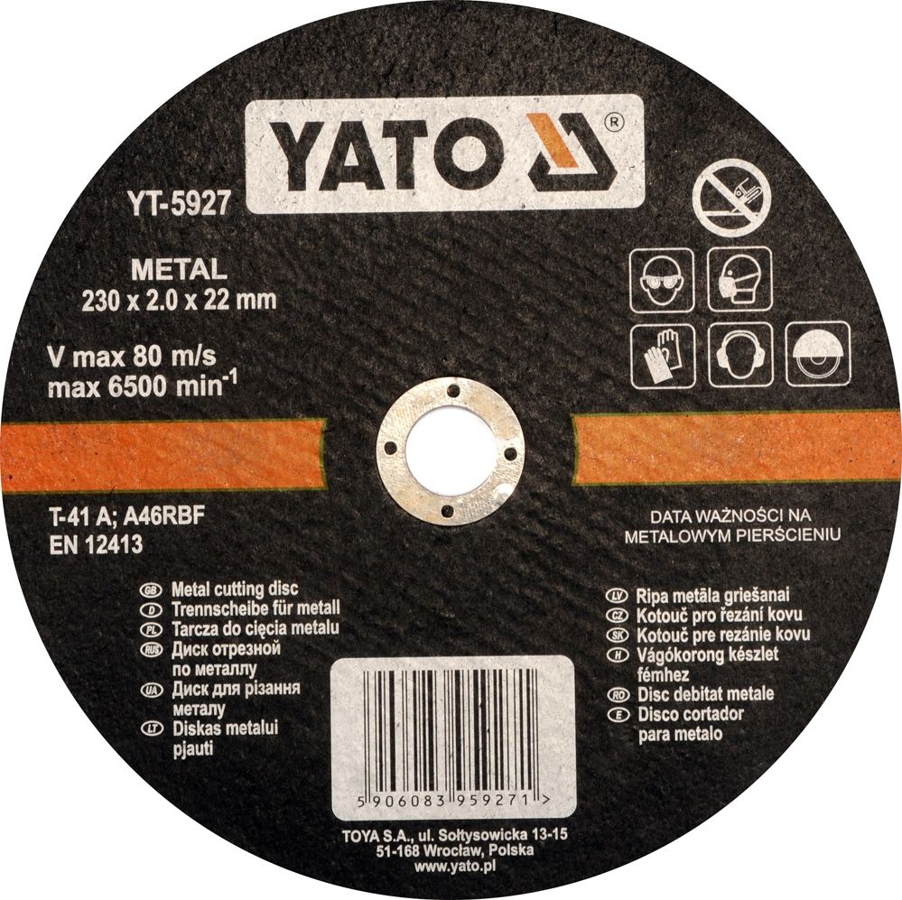 

Yato YT-5927 Tarcza do ciecia metalu 230x2,0x22
