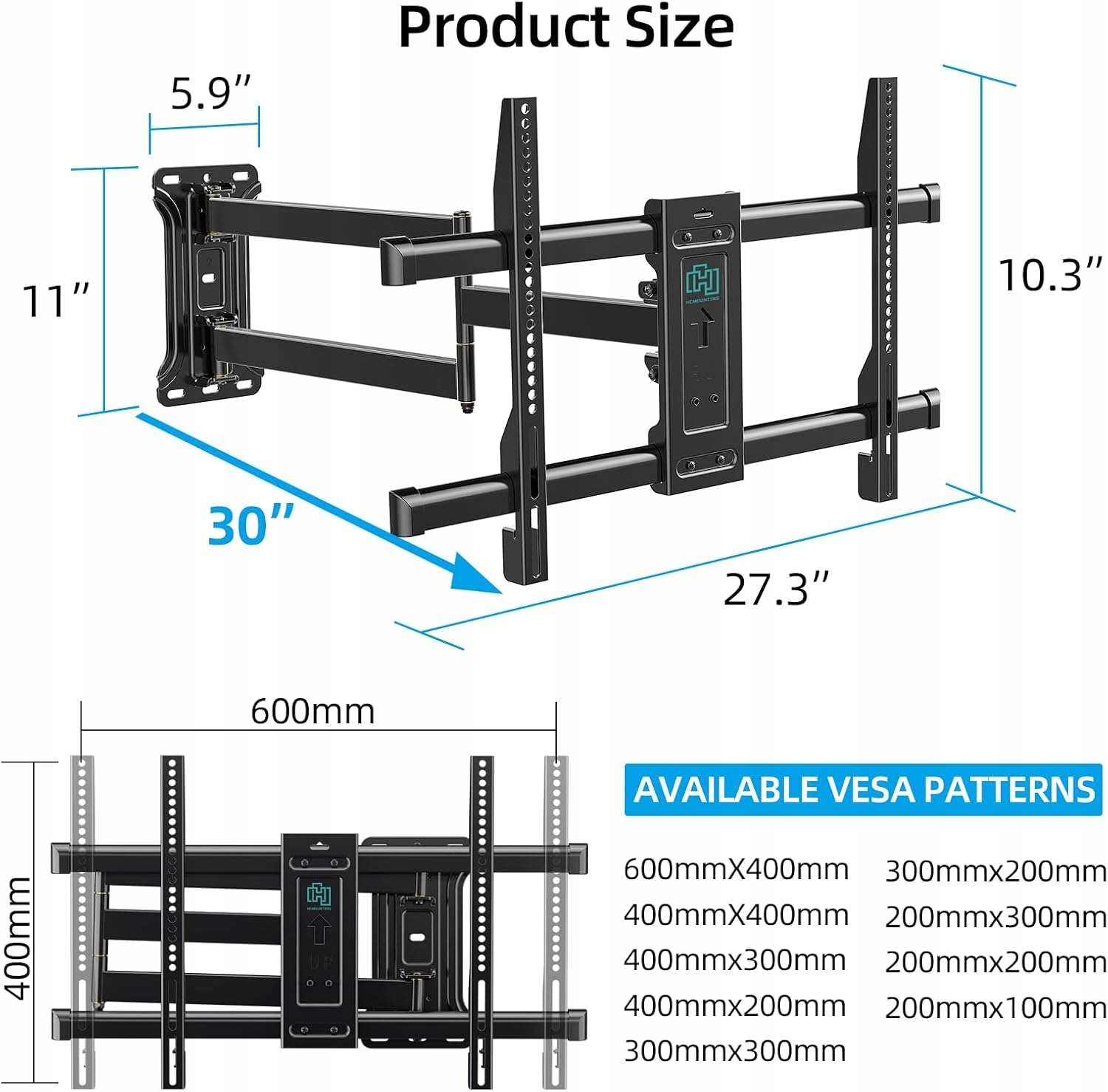 Nástěnný držák na televizor s dlouhým ramenem pro televizor 81.3 203.2 cm