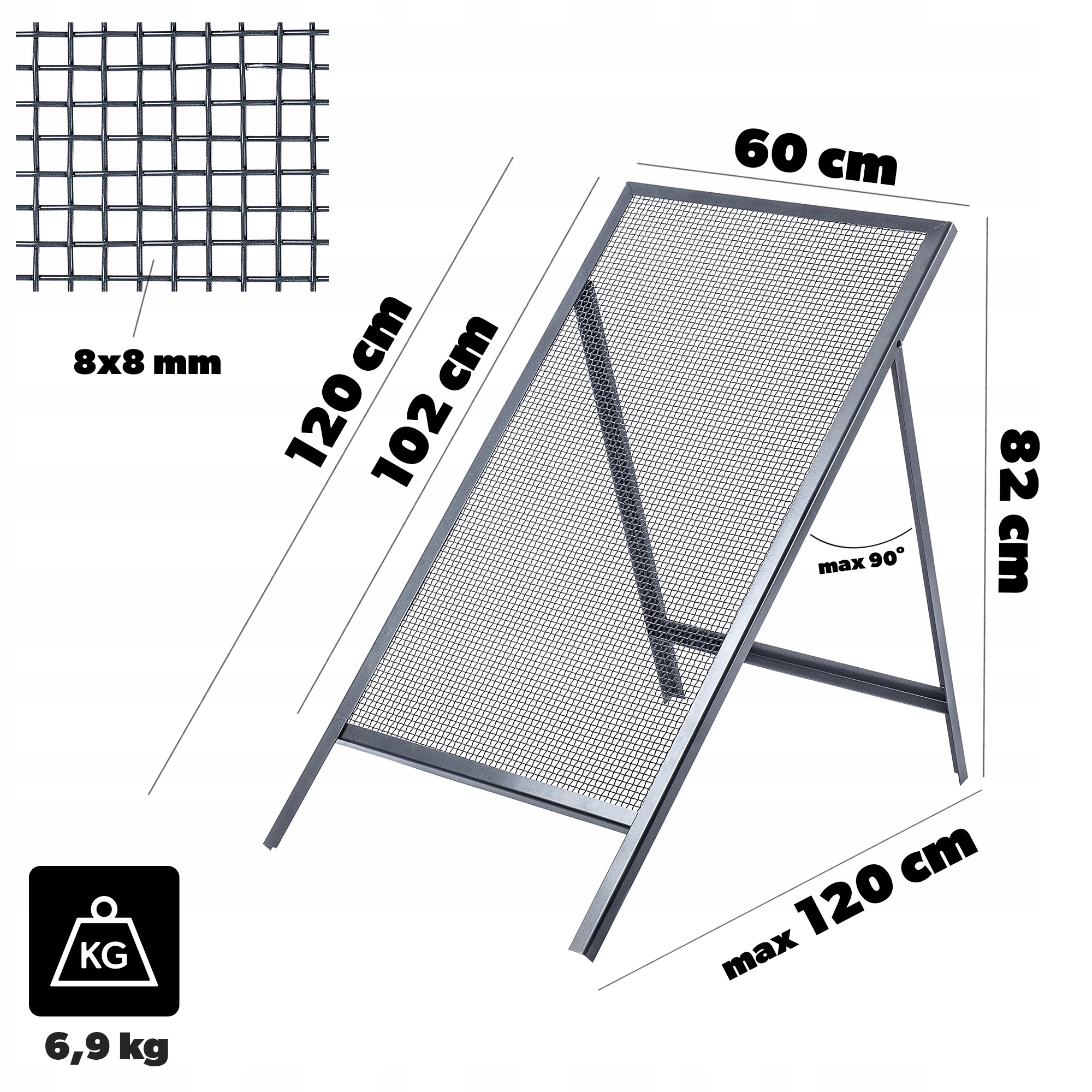 SITO BUDOWLANE DO PIACHU PIASKU ZIEMI MURARSKIE 120x60cm ŻWIRU OCZKA 6mm Stan opakowania oryginalne
