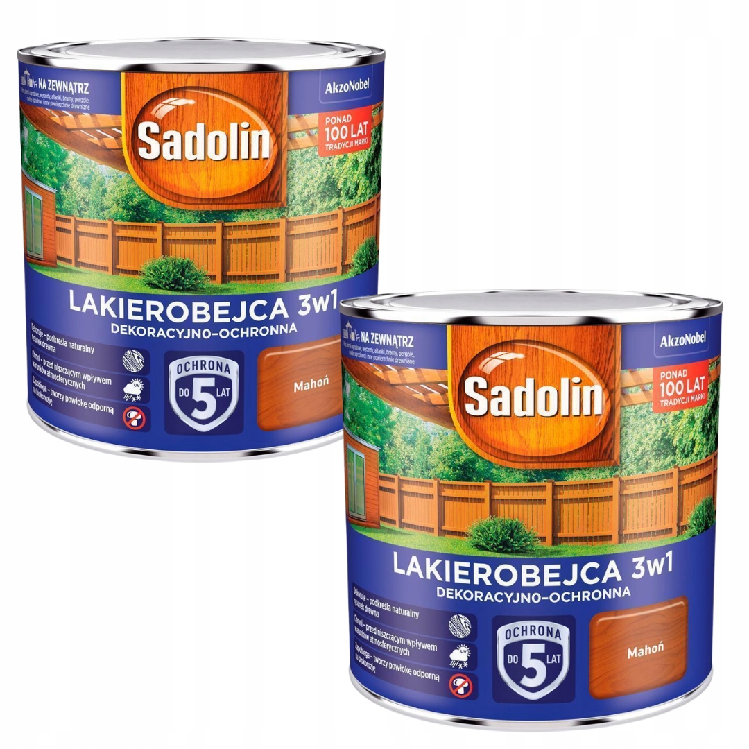 Set Sadolin Lakobejca 3v1 2x2,5L Dekoračně-ochranný Mahagon 5L