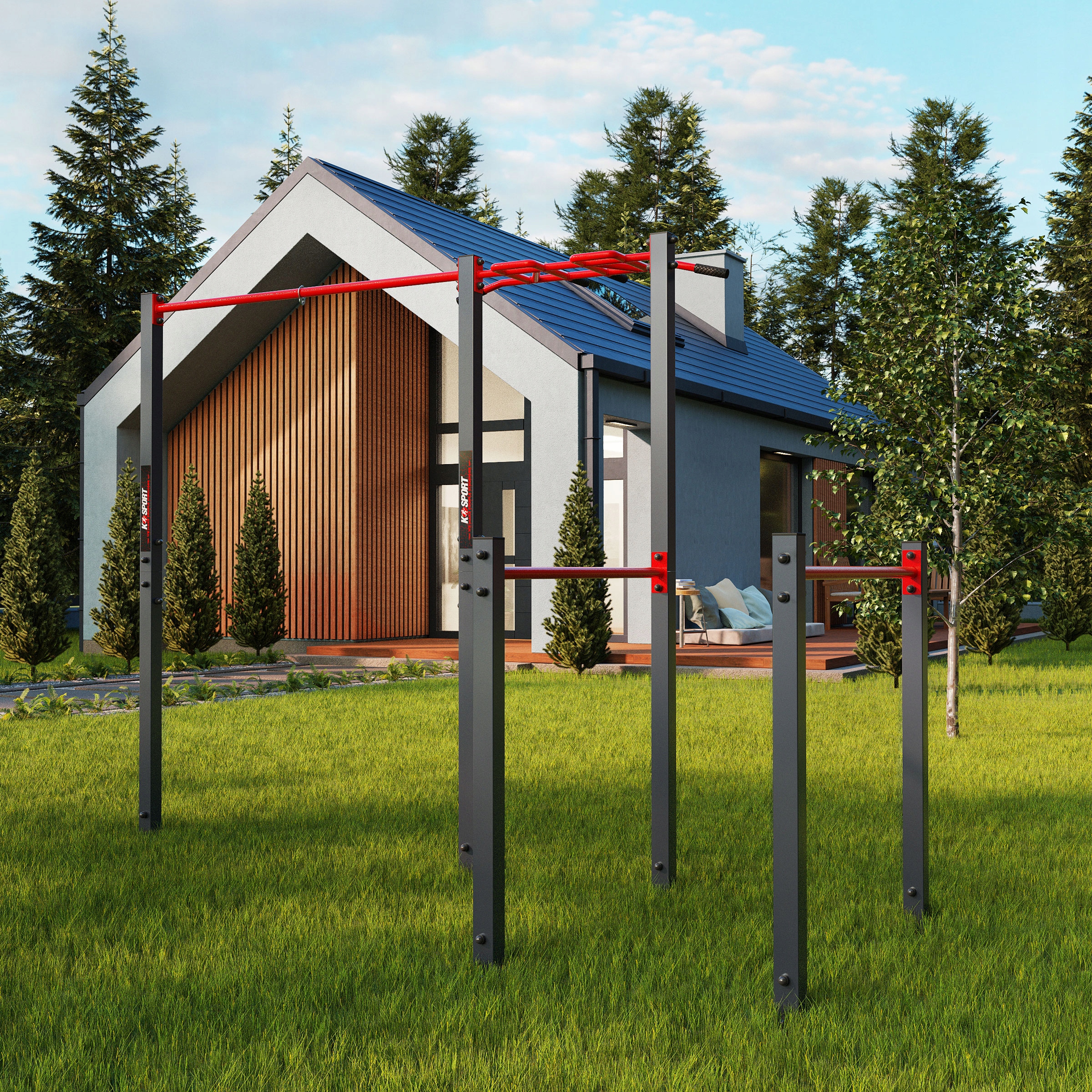 GARDEN STREET WORKOUT PULLUP BAR + RAIL Довжина штанги 150-150 см