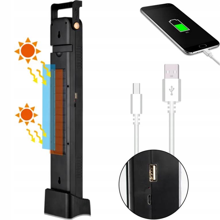 LAMPA SOLARNA USB DOM KEMPING SAMOCHÓD 48 LED COB Żywotność diody 10000 h