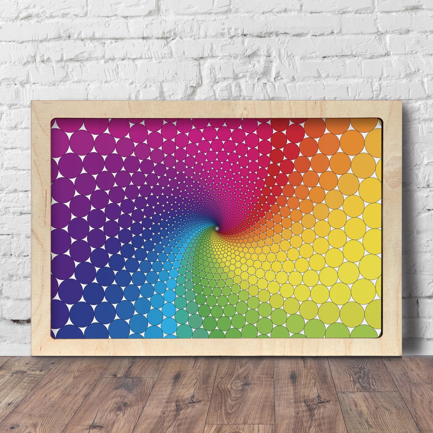 Obraz s dřevěným rámem Kola spirála duha 50x30