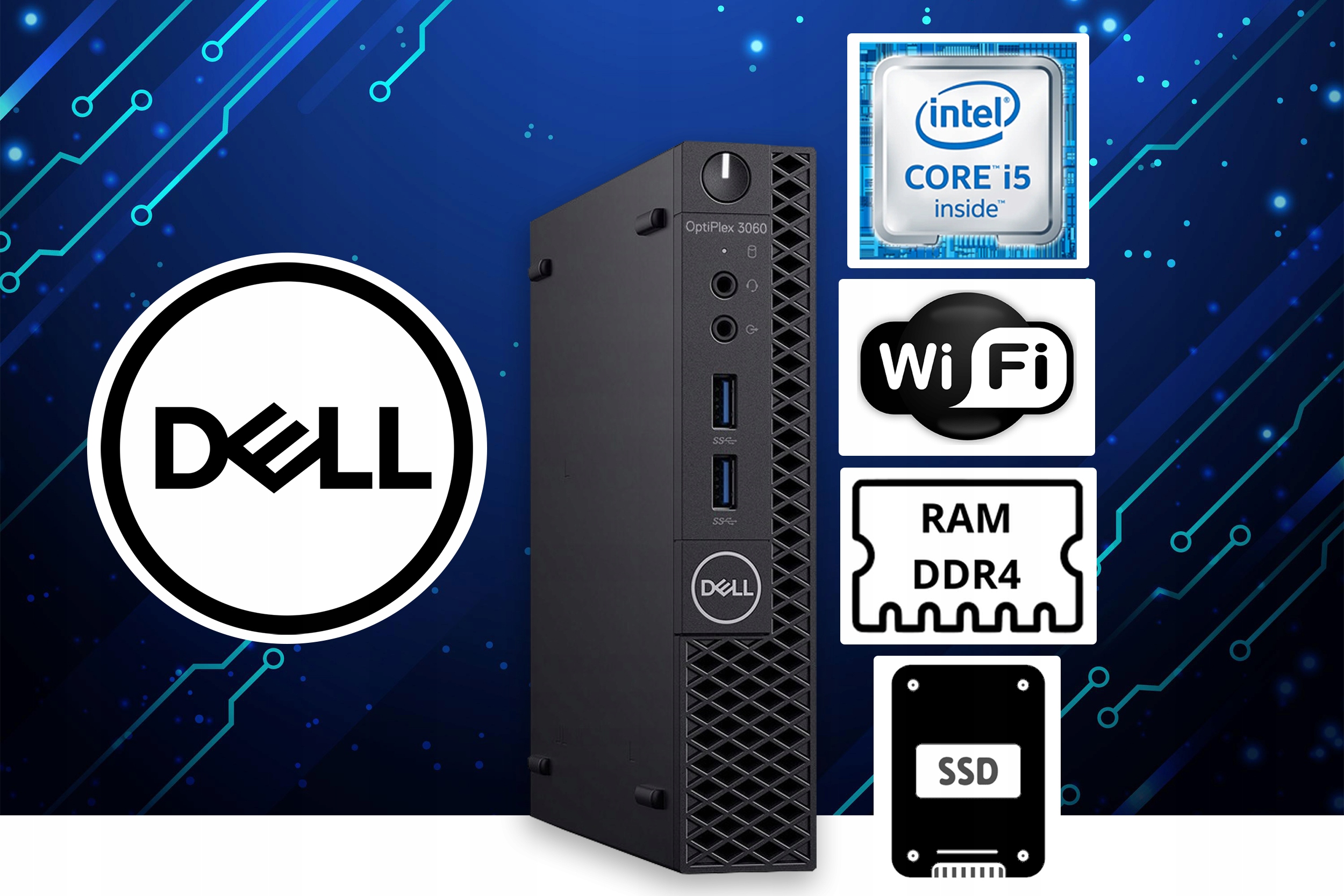 Komputer Dell MICRO i5 HEXA CORE | 16GB RAM 512GB SSD | Windows 11 Pro Dołączone oprogramowanie Oryginalny, legalny System Windows + Libre Office