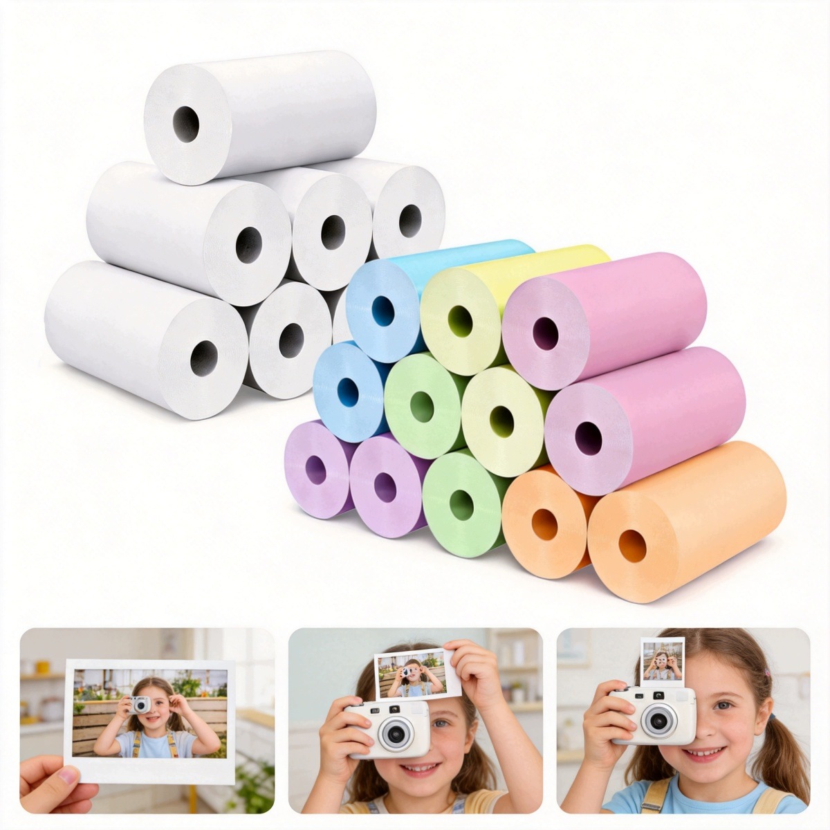 20x Kolorowy Papier Rolki Wkłady Do Drukarki Termicznej