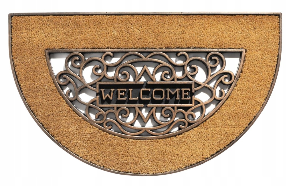 Kokosová rohožka gumová elegantní 75 x 45 půlkruhů světlá přírodní