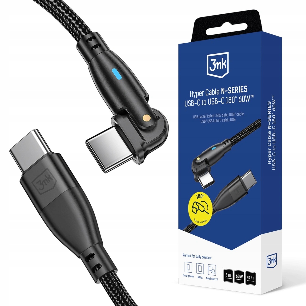 Kabel 3mk Hyper N-series Usb-c/usb-c 2m 60W czarny