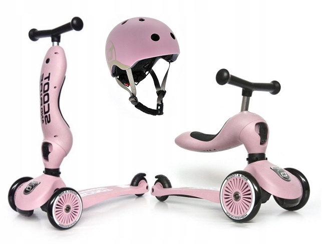 Zestaw Scootandride Kask+ Highwaykick1 2w1 Jeździk i Hulajnoga 1-5 lat Rose