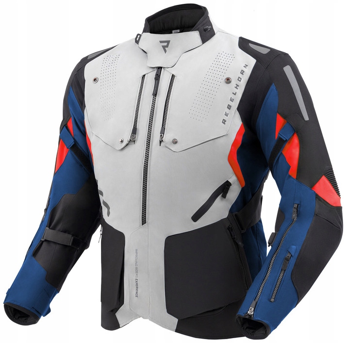 Rebelhorn Hiker IV Light Grey Blue Red Motocyklová Textilná Bunda Xs