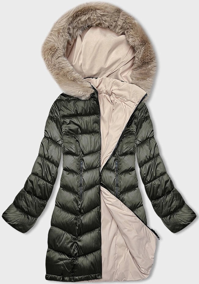 Zimní Bunda Kapuce B8203 Khaki 46