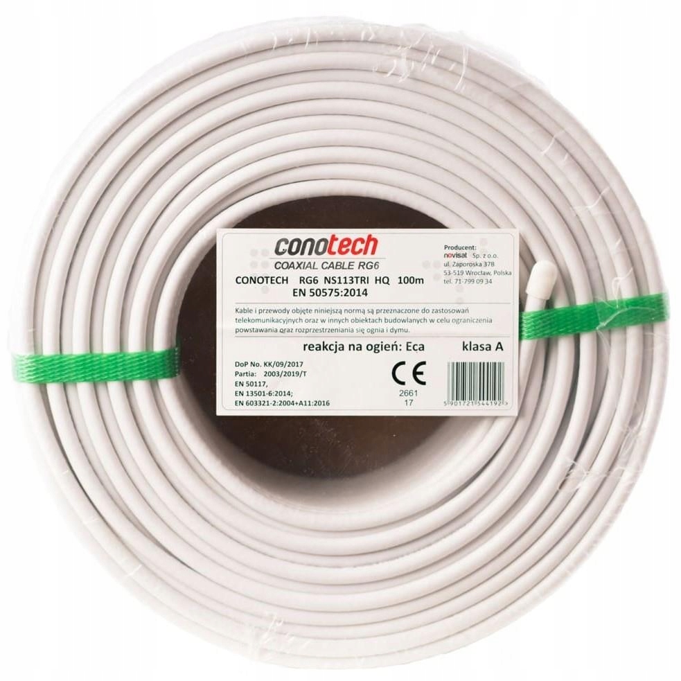 

Kabel Antenowy Przewód Koncentryczny NS113 1m