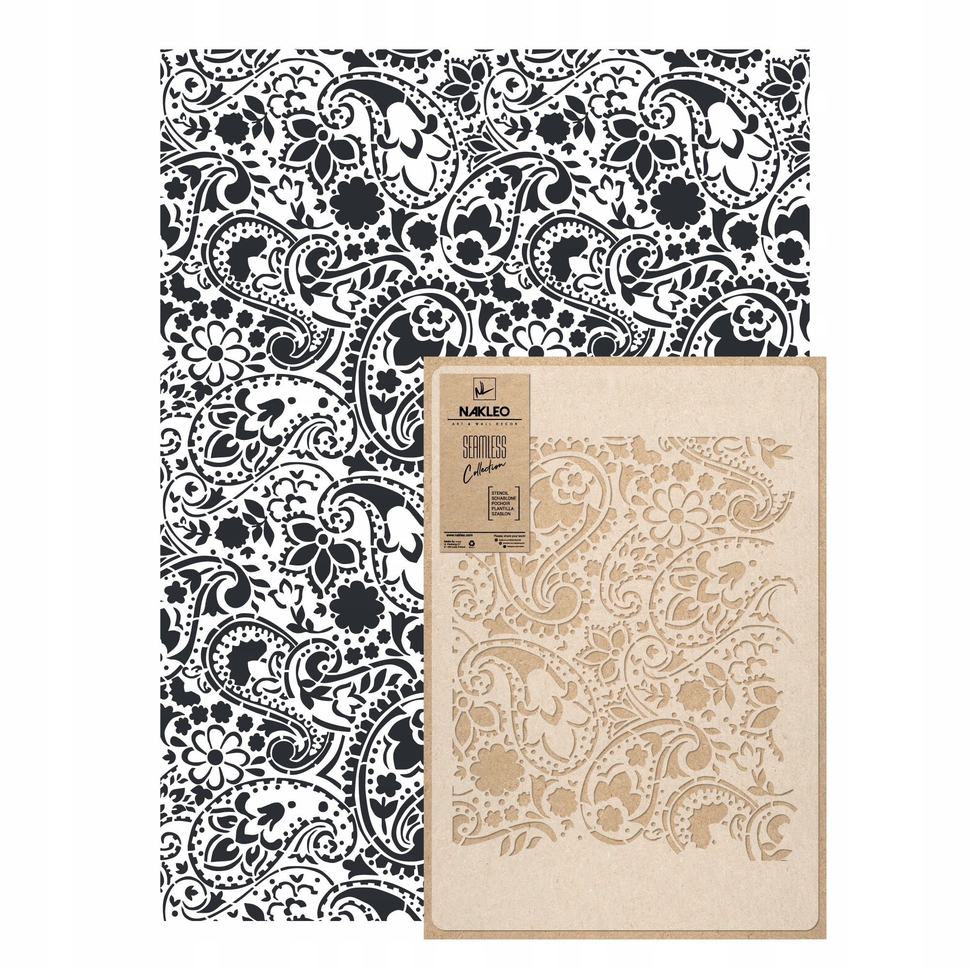 Opakovatelná malířská šablona Opakovaně Použitelný 59x95 cm Tapeta Vzor Paisley Květiny