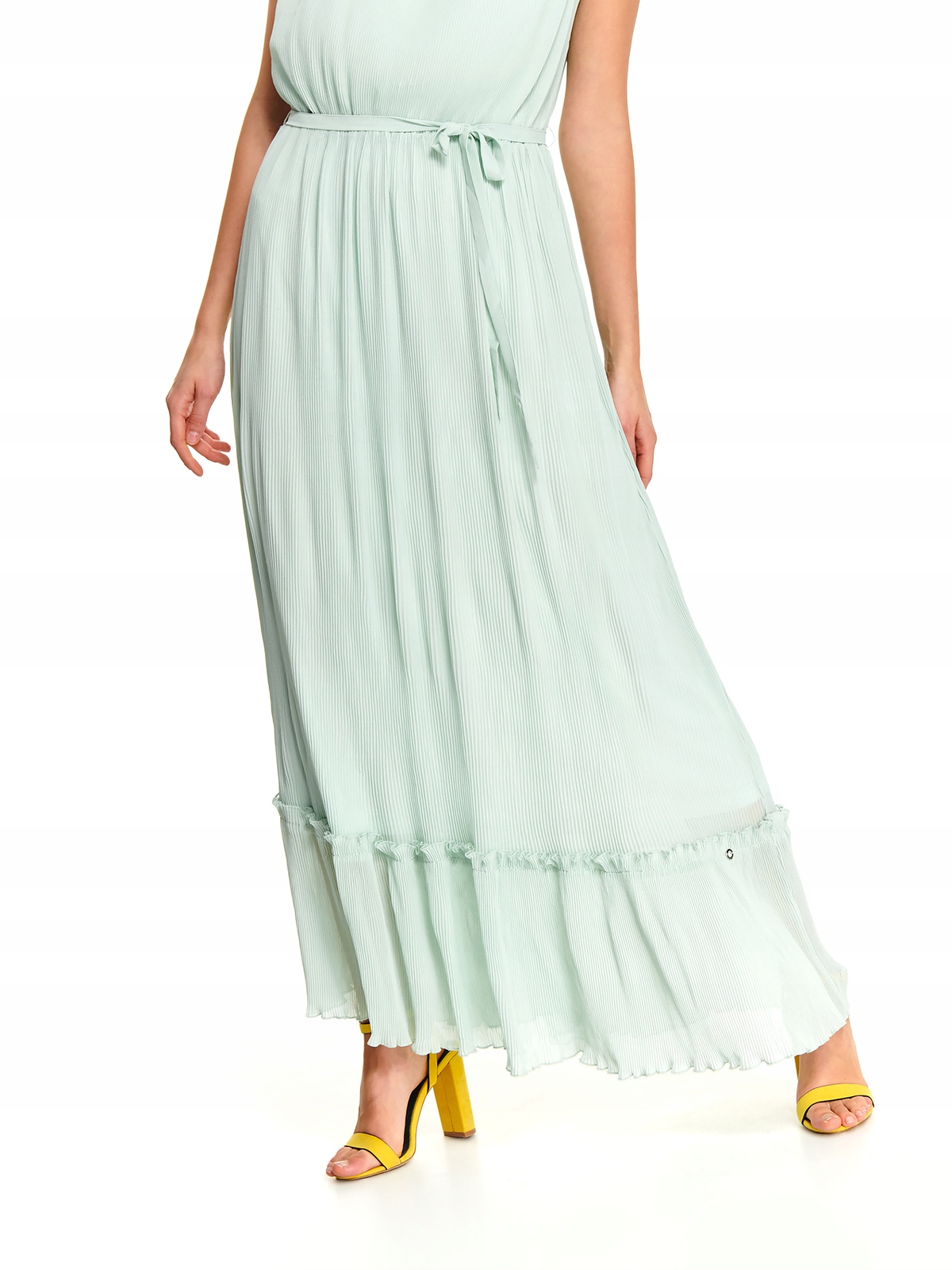 K12982 TOP SECRET DŁUGA PLISOWANA SUKIENKA _40 Rękaw bez rękawów