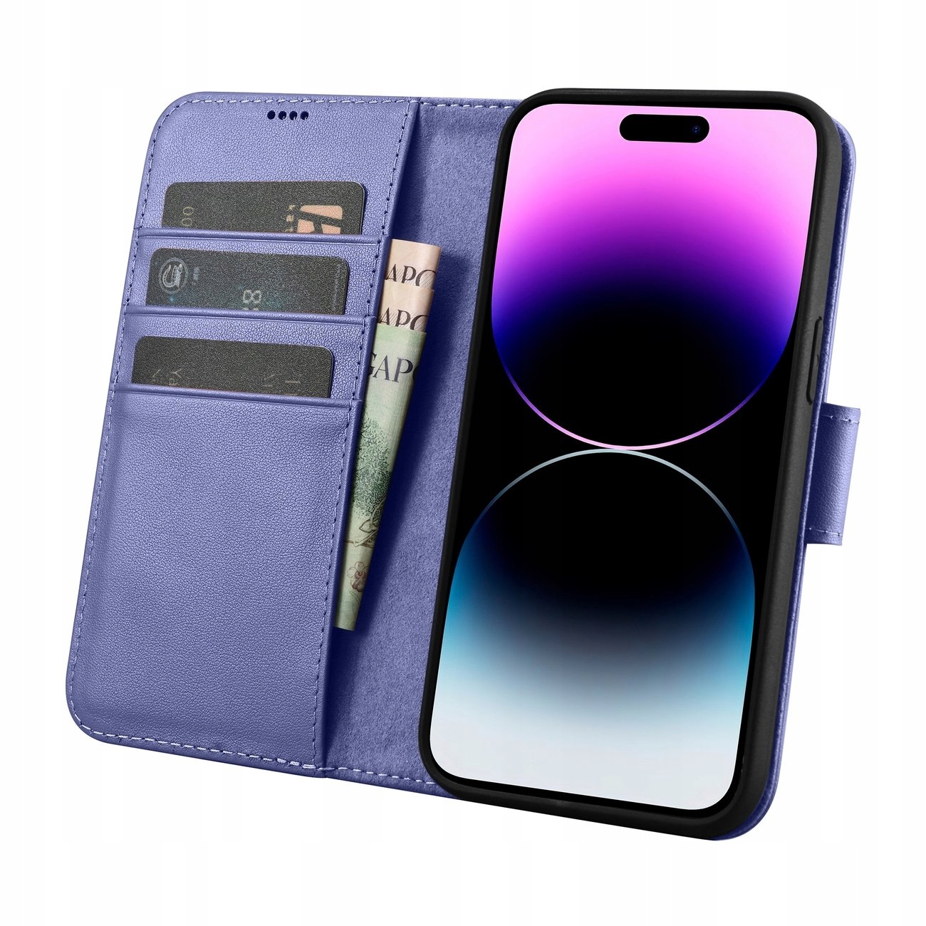 2w1 etui skórzany pokrowiec z klapką iPhone 14 Pro Max Anti-RFID Wallet Cas