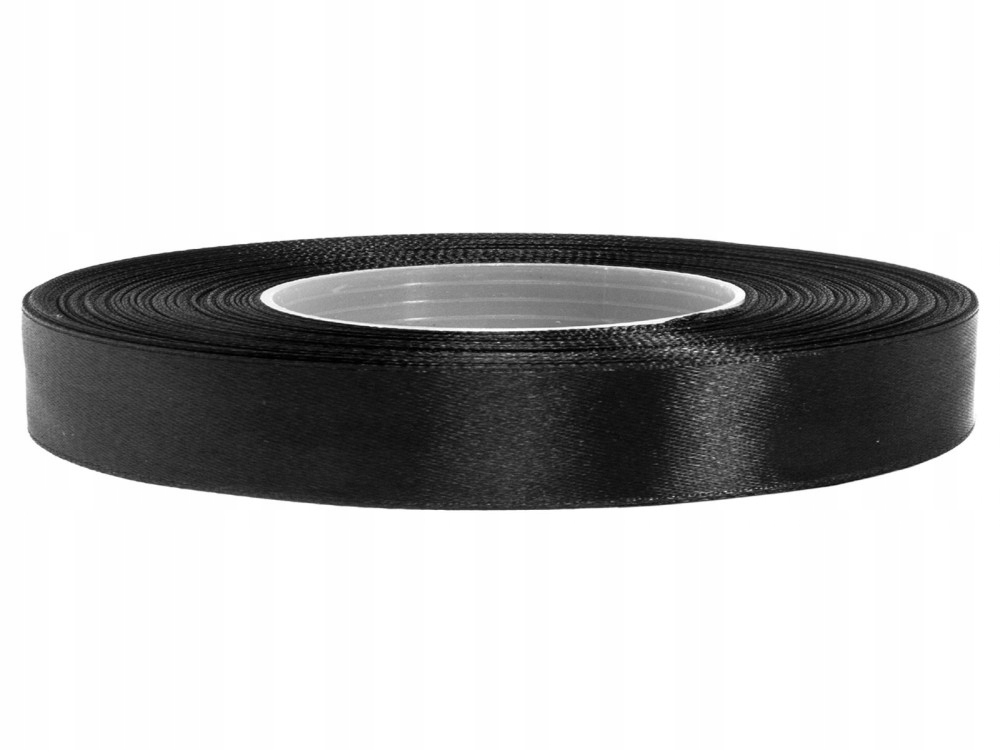 Wstążka satynowa CZARNA 12mm 10mb.
