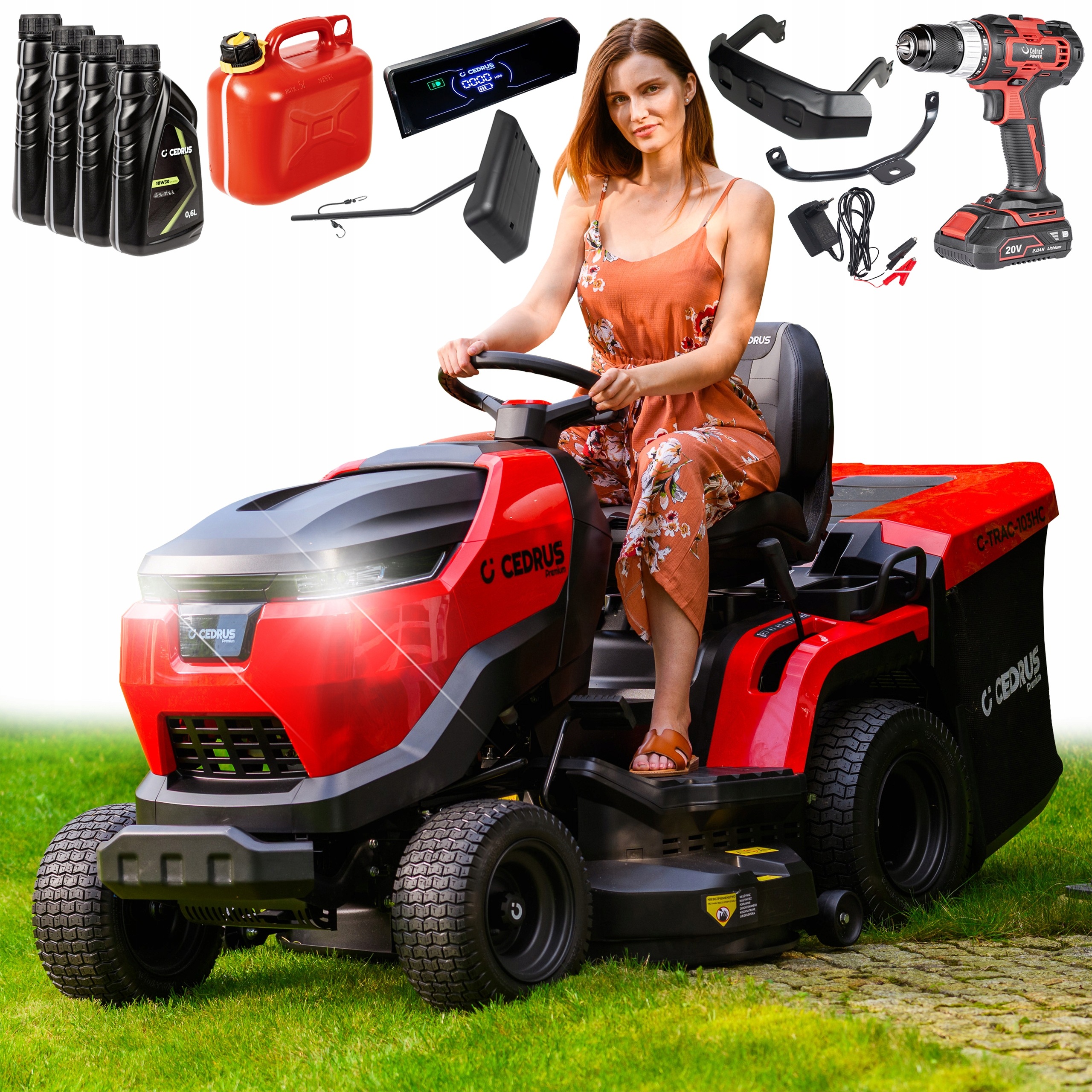 Traktor Ogrodowy z Koszem Cedrus C-TRAC-103HC Automat Max 17 Km V-twin 3w1