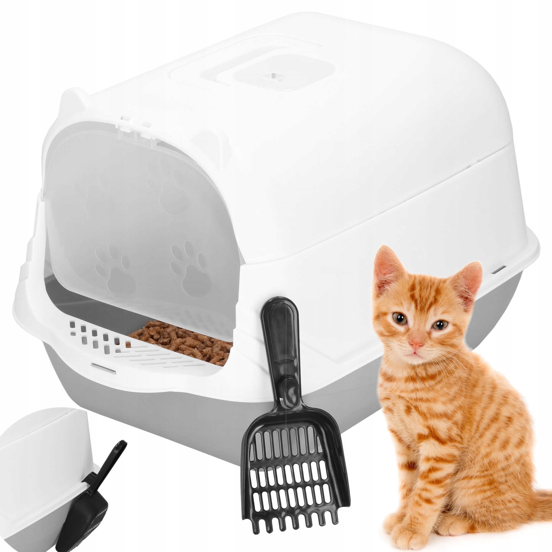 Levně Velká Toaleta Pro Kočky Králíka 49x36 cm Toaleta Uzavřená Na Stelivo XL Lopatka