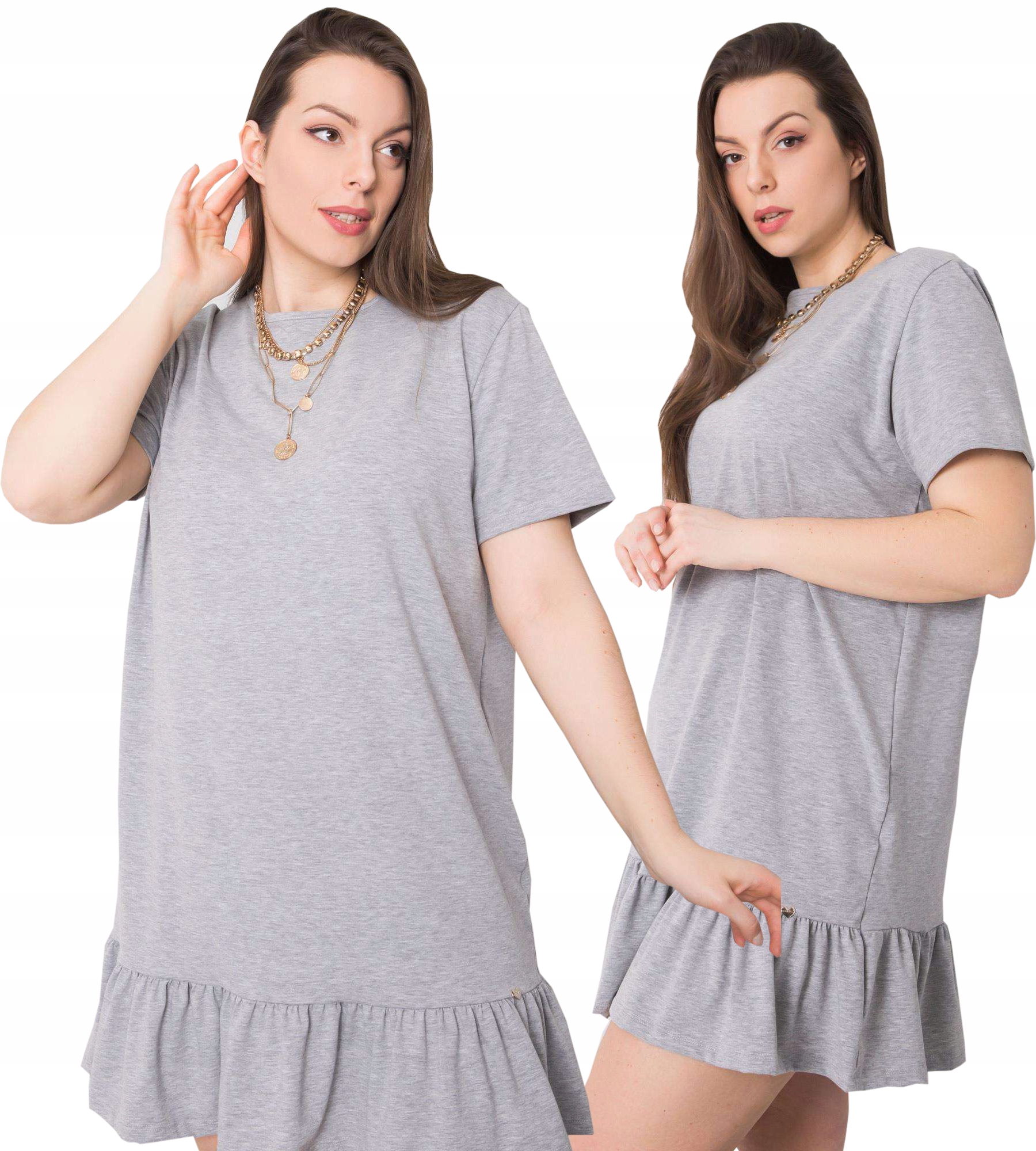

Sukienka damska bawełniana z falbanką plus size