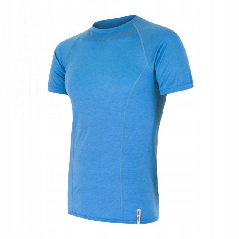 Sensor Tričko Merino Active pásnké krátký modrá XL