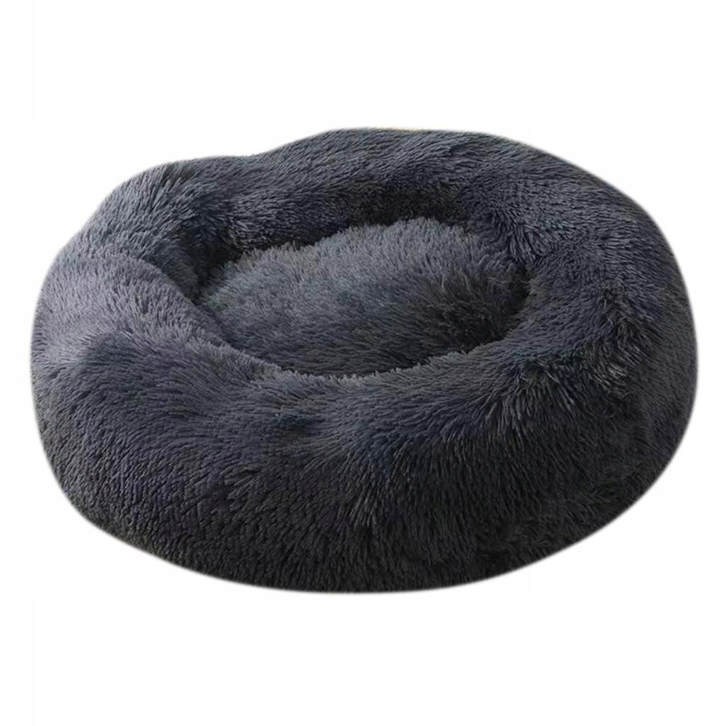 Levně Pelíšek pro psa, kulaté, pohodlné, tmavě šedé, 37 x 26,5 cm