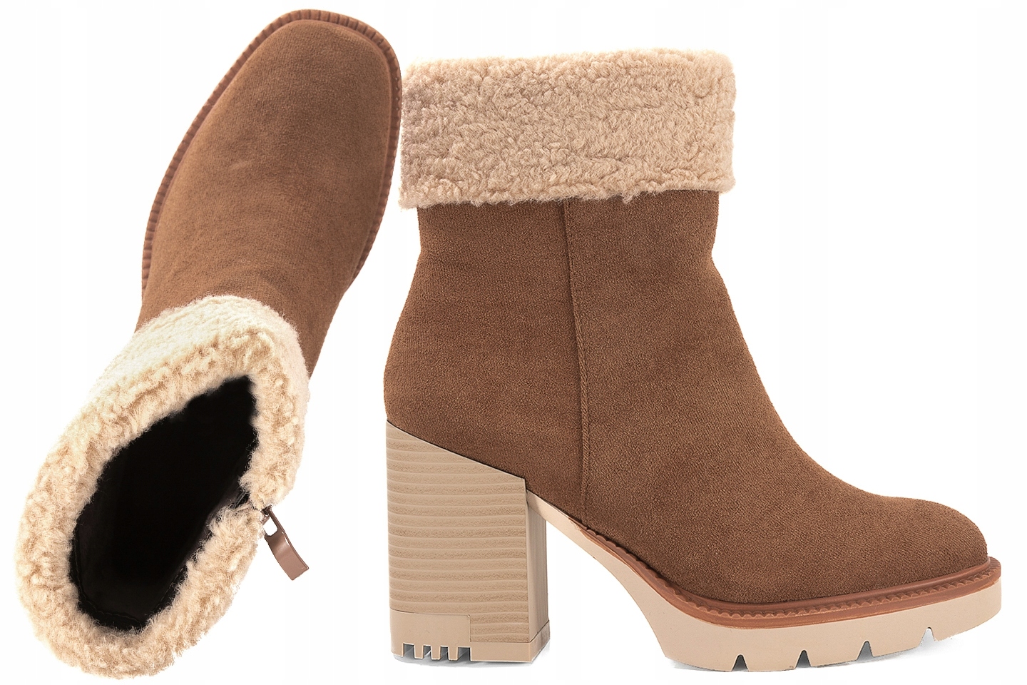 Jezzi ASA254-5 Kotníkové Boty Zimní Kozačky Krátké Na Podpatku S Kožešinou 39 Came