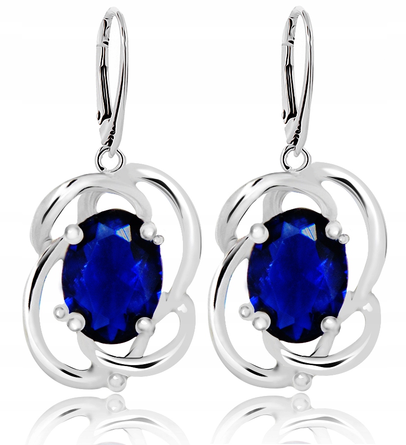 

Kolczyki Srebrne Wiszące Z Niebieskimi Cyrkoniami