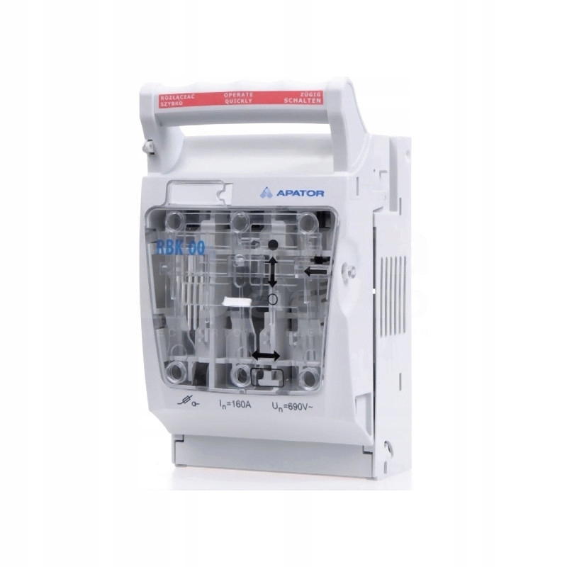 Kazetový Pojistkový Odpojovač 00 160A, Spodní Kabelový Odchod Na Kolejnici