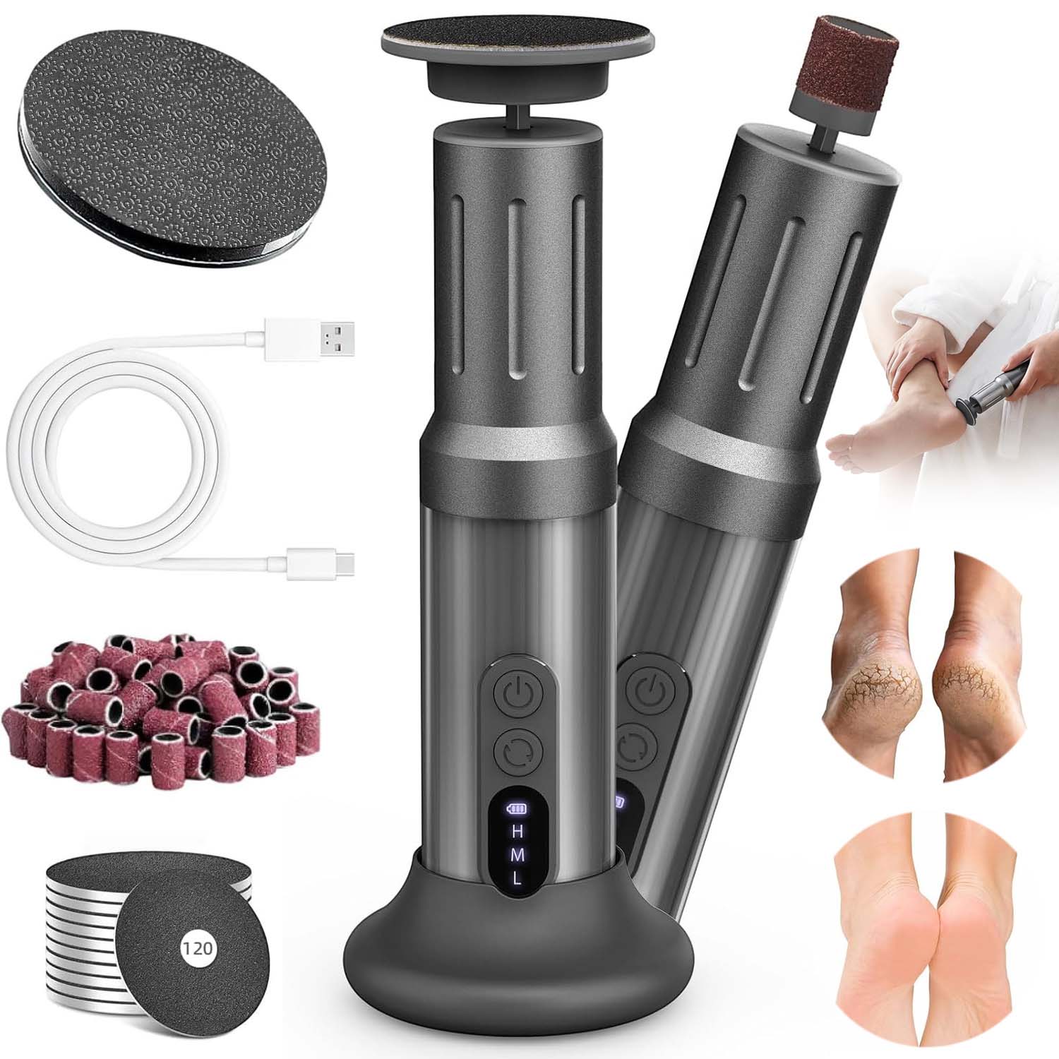 Bruska Na Paty Nohou Pilník Elektrická Struhadlo Bezdrátové Usb Vložky