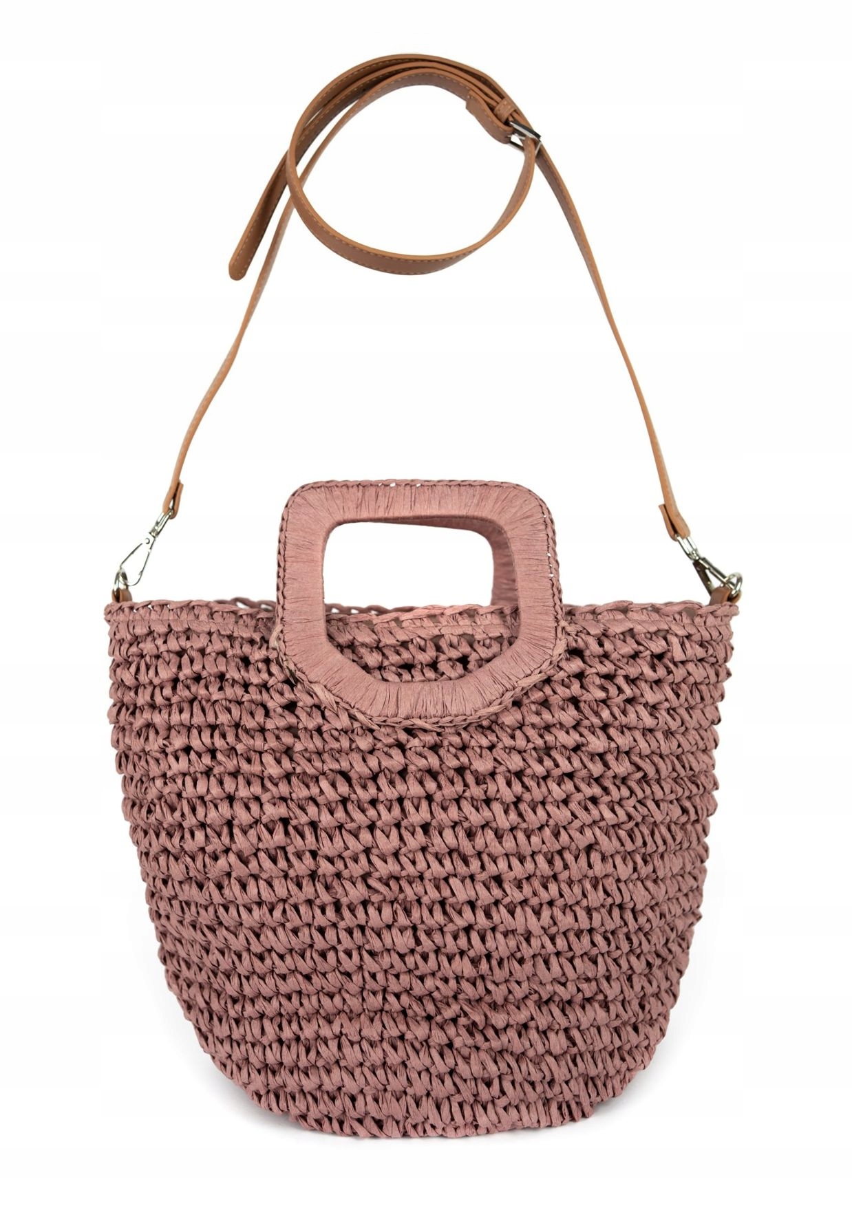 Dámská pletená taška s košíkem, městská, boho, do ruky, na letní rameno