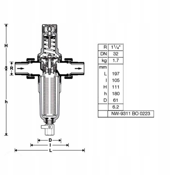 FILTR REDUKTOR DO WODY 5/4" FK06-11/4AA BRAUKMANN RESIDEO Marka Honeywell