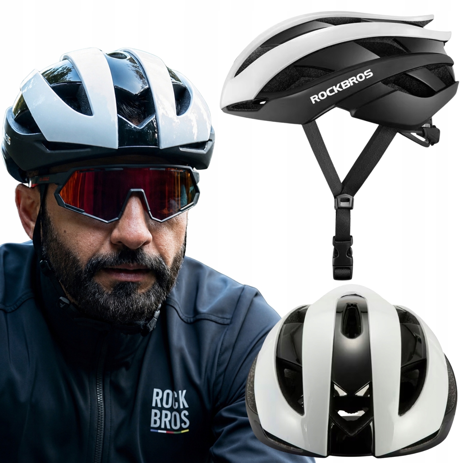 Mtb Cyklistická Přilba Rockbros Pánská Dámská Ochranná Přilba Vel L Bílo-černá