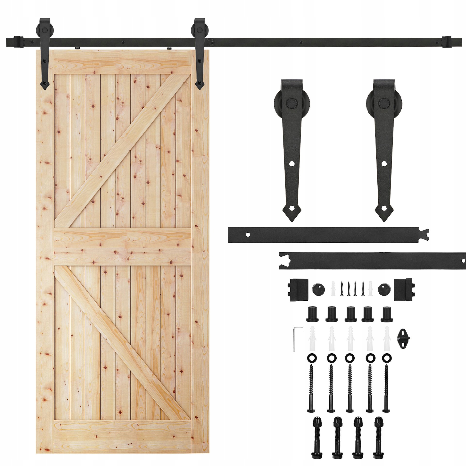 Systém Posuvných Dveří Barn Door Loft Modern Kolejnice Černý Set 200 cm