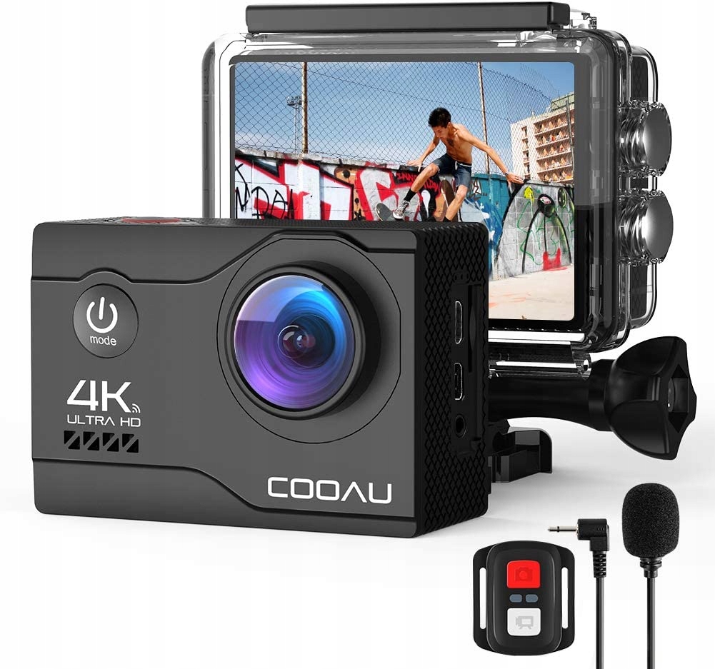 Sportovní Kamera Extreme 4K Vodotěsná 40 m 2x1200 mAh s dálkovým ovládáním a mikrofonem