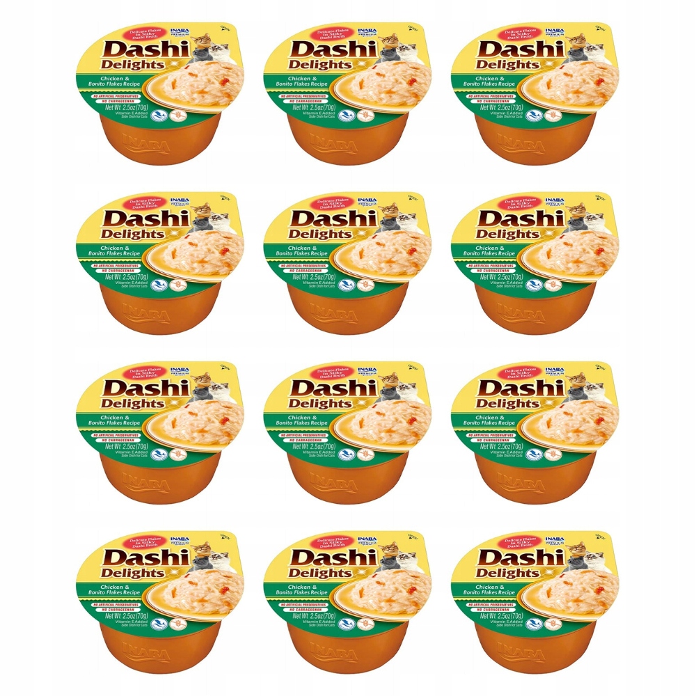 Levně Inaba Cat Dashi Delights Kuřecí Bonito vločky pro pro kočky 12 x 70g pamlsků