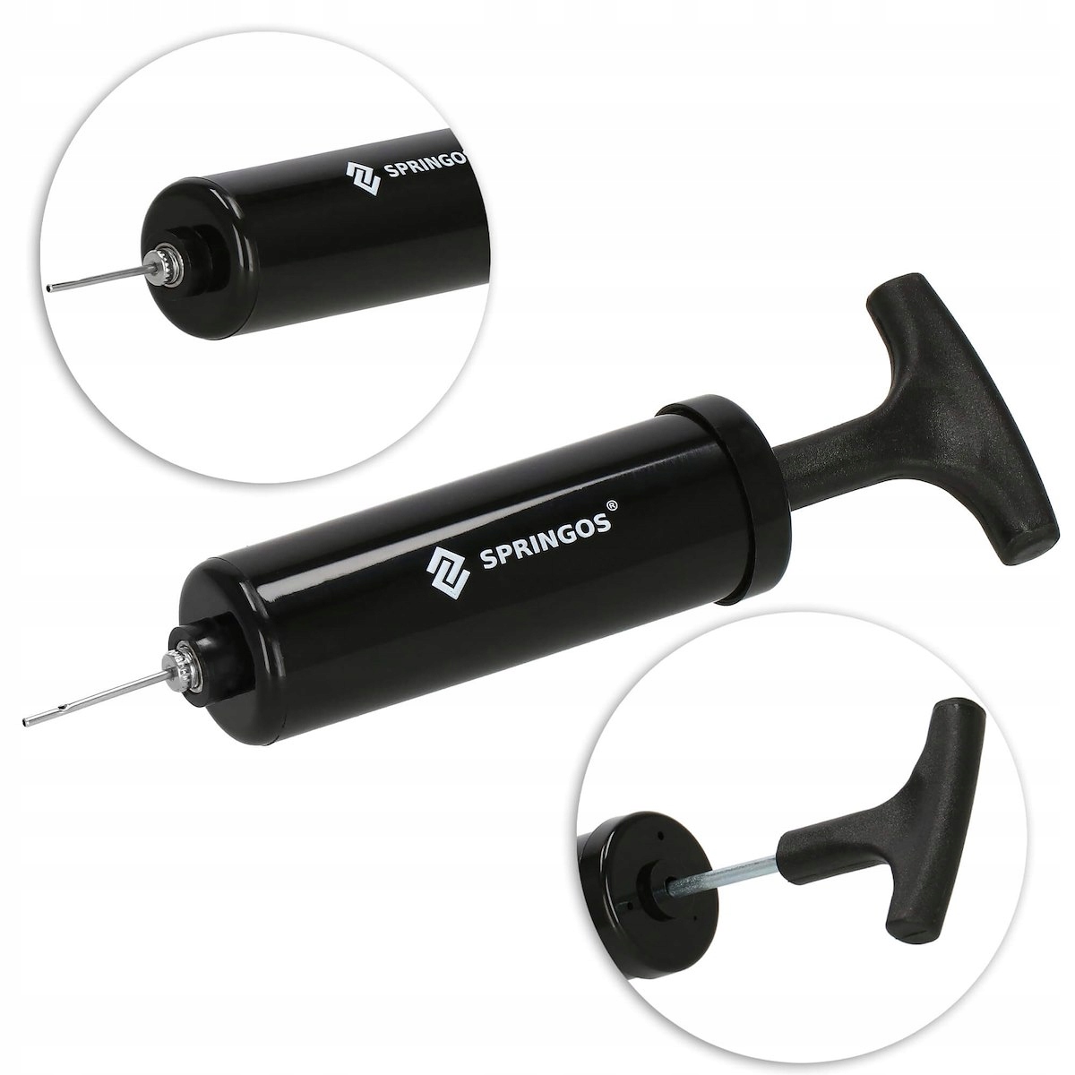 UNIWERSALNA POMPKA RĘCZNA DO POMPOWANIA PIŁEK BALONÓW ROWEROWA Z IGŁĄ Marka Springos