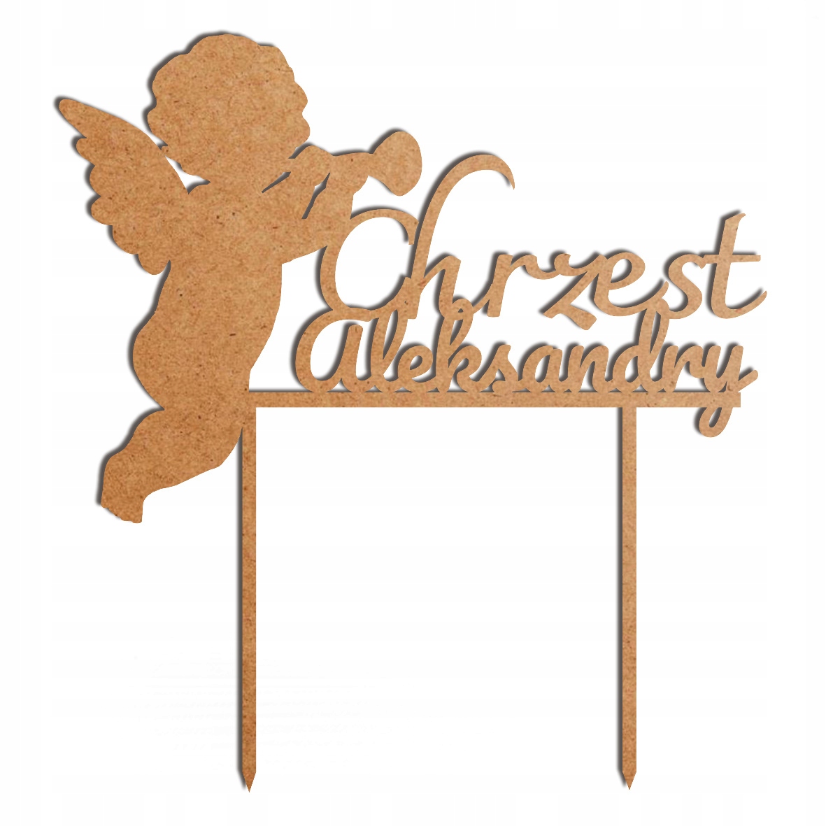 Szary topper chrzest 5 dekoracja na tort chrzciny