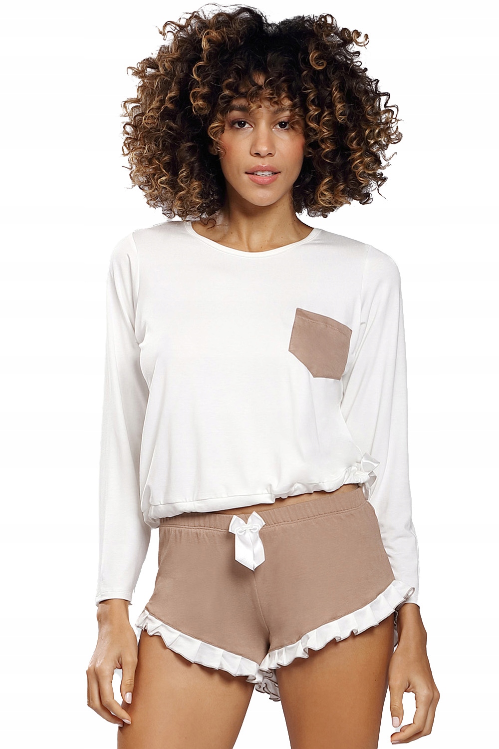 Dkaren Ronnie cappucino Noční komplet Pyžamo M