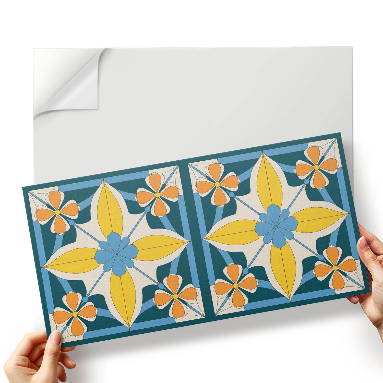 Dekorativní vinylové dlaždice Geometrický vzor s květinami 10x40x20 cm