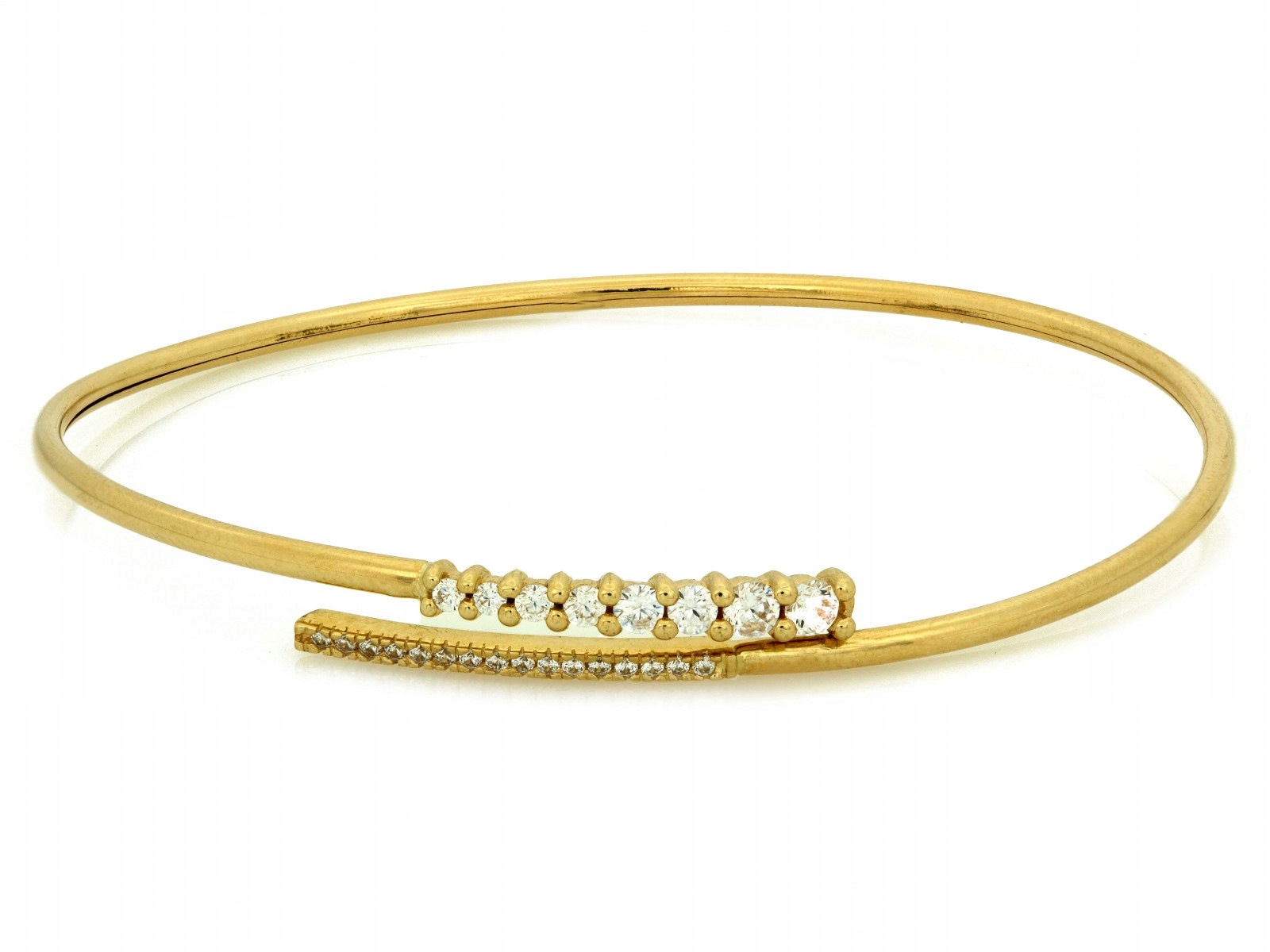 Zlatý náramek 585 tuhý bangle s bílými zirkony r18 dárek 5.55 g