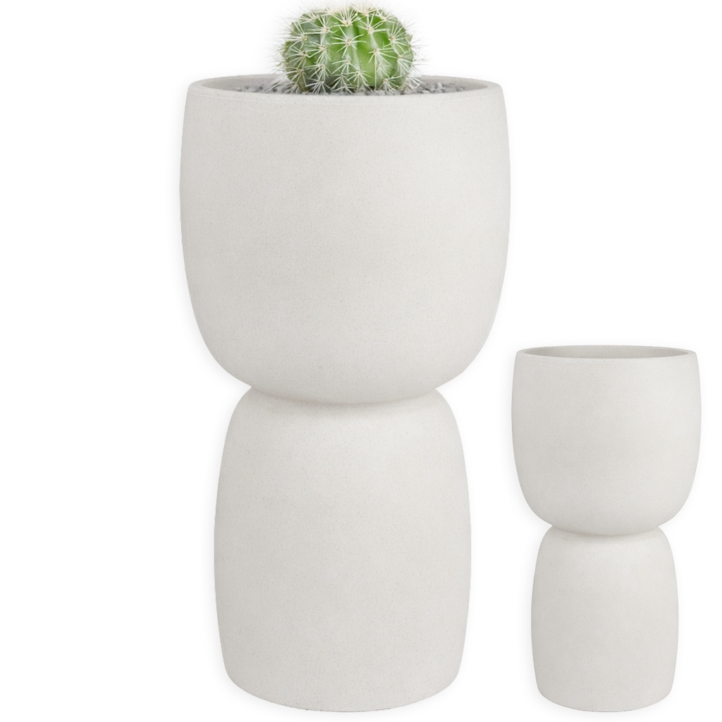 Doniczka Wysoka Duża Kielich 30X54 CM Kremowa Piaskowa Japandi Do Salonu