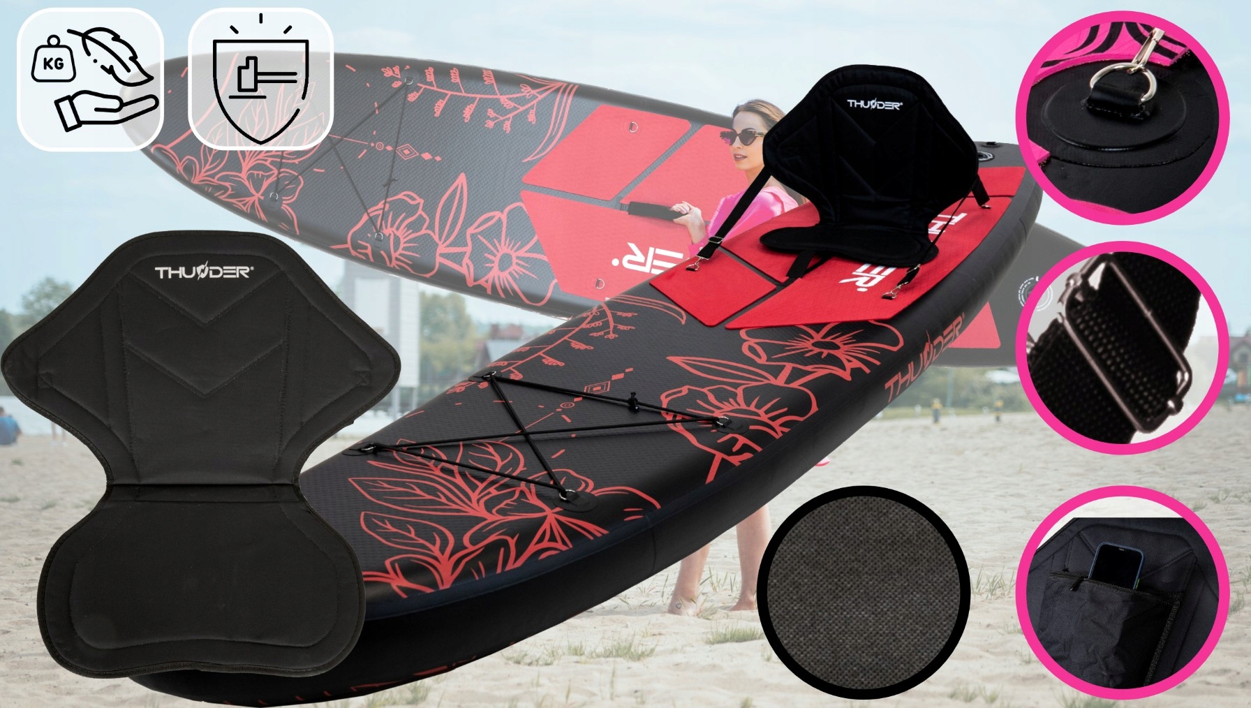 Deska Sup SOLIDNA 320cm akcesoria z SIEDZISKIEM pompowana paddle board Model MOTH