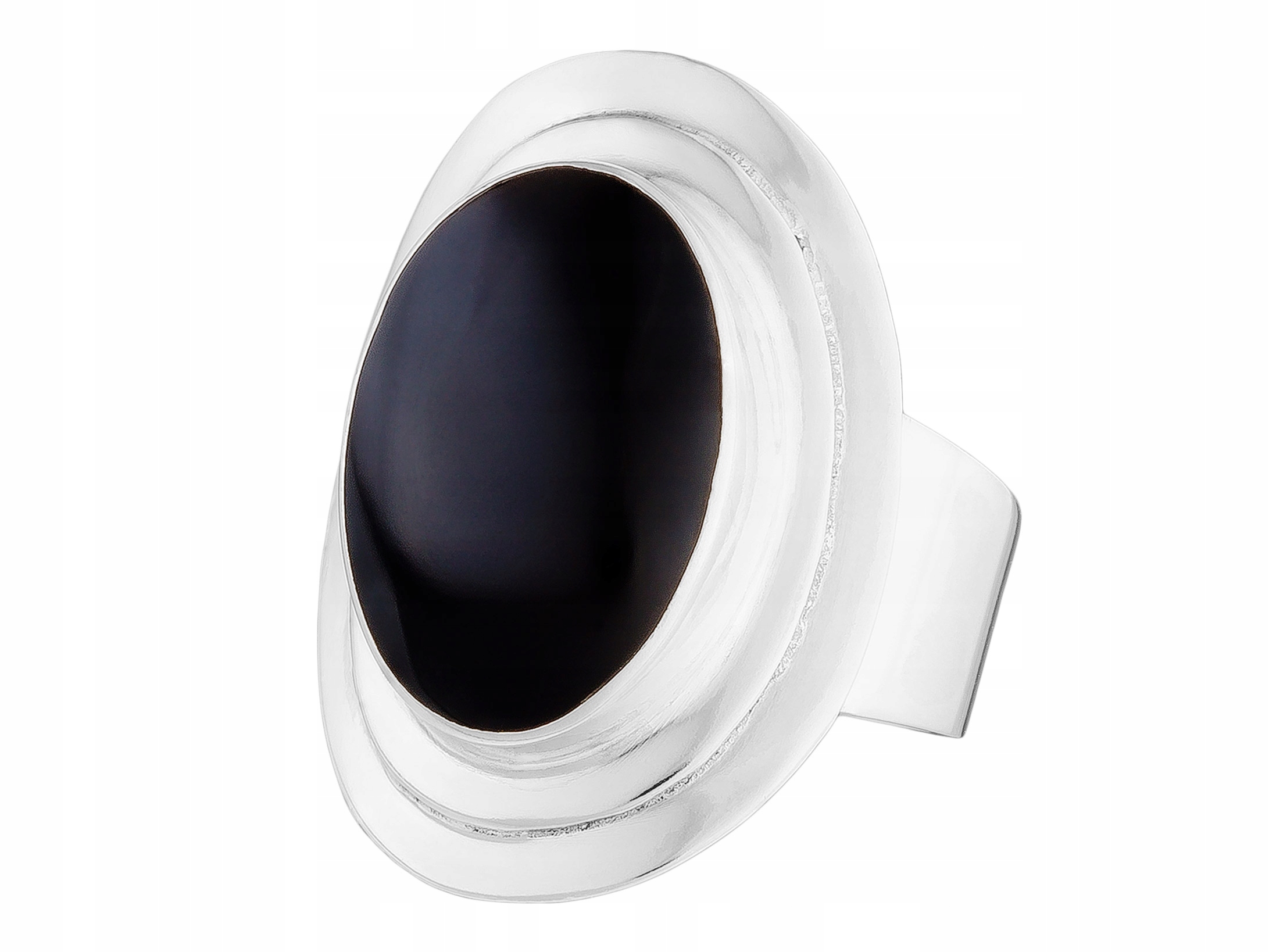 Velký stříbrný Prstýnek s černou mušličkou Oválný prsten Mušle Ovál 13