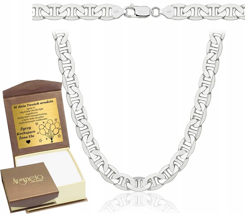 Łańcuszek Srebrny Pełny Diamentowany Gucci 8,20 mm Szeroki pr 925