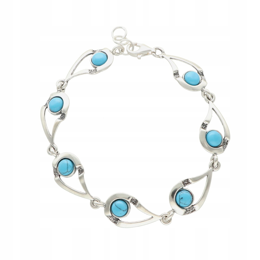 Bransoletka z turkusem srebro oksydowane