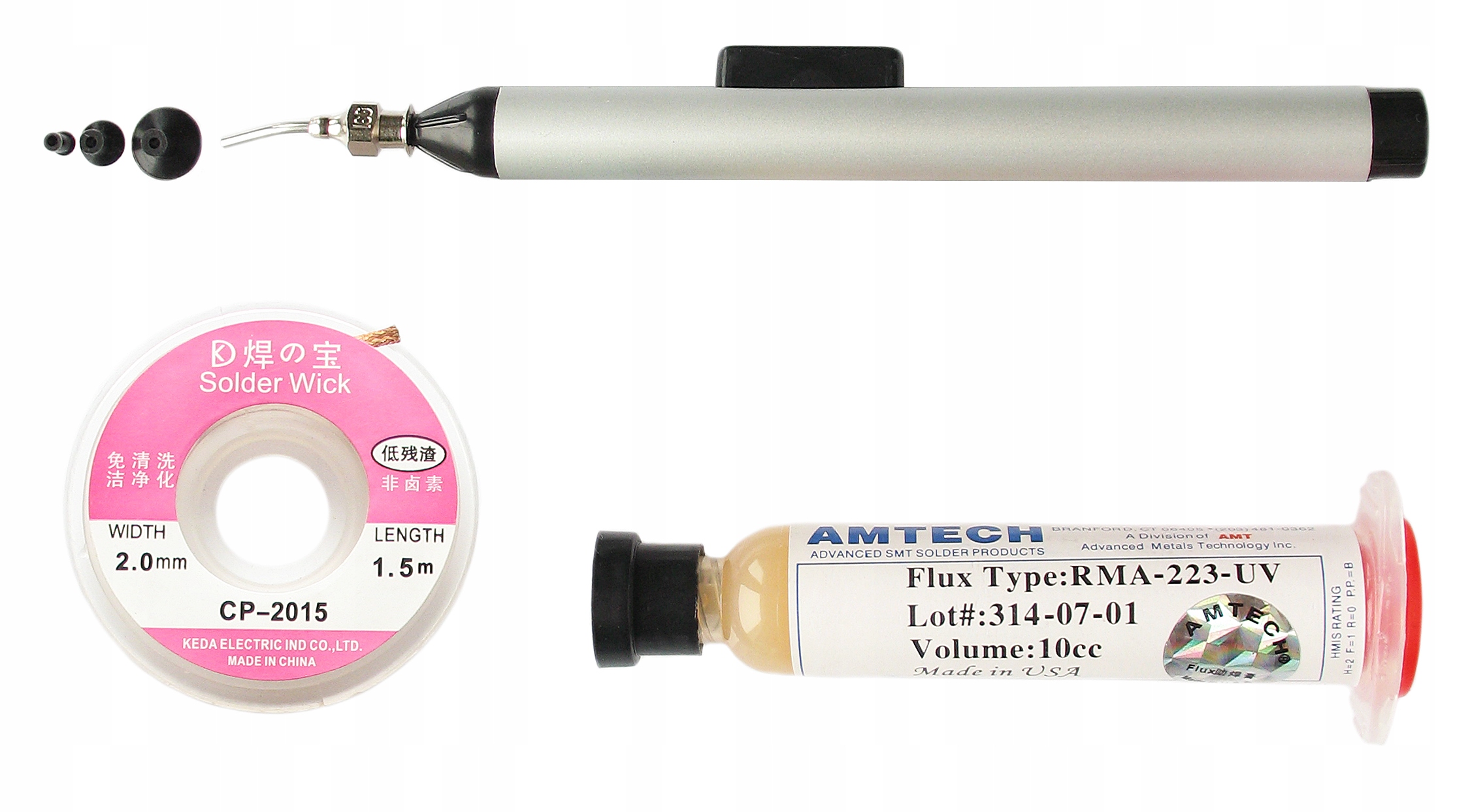 AKCESORIA REBALLING BGA FLUX AMTECH CHWYTAK PLECIONKA GOOTWICK 3szt