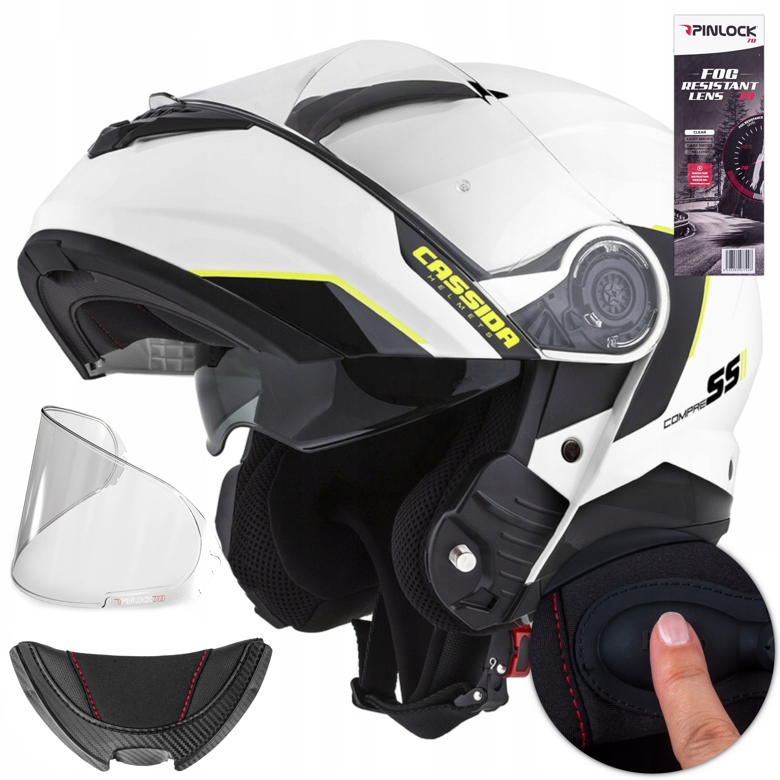 Z POMPKĄ KASK MODUŁOWY CASSIDA + SZYBA PINLOCK 70