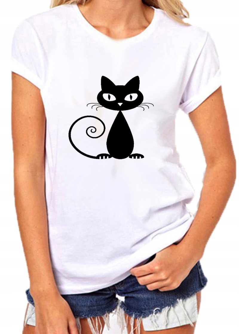 

T-shirt Koszulka Damska Z Nadrukiem Kot S