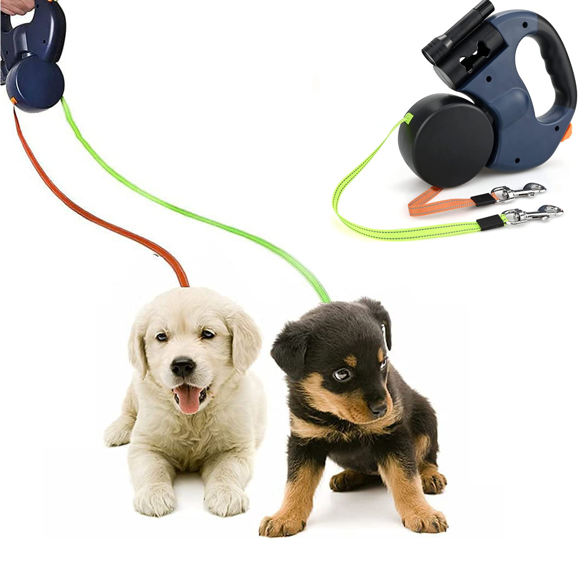 dvojitá vodítko pro dva pruty 3 m, automatická, pružná, modrá