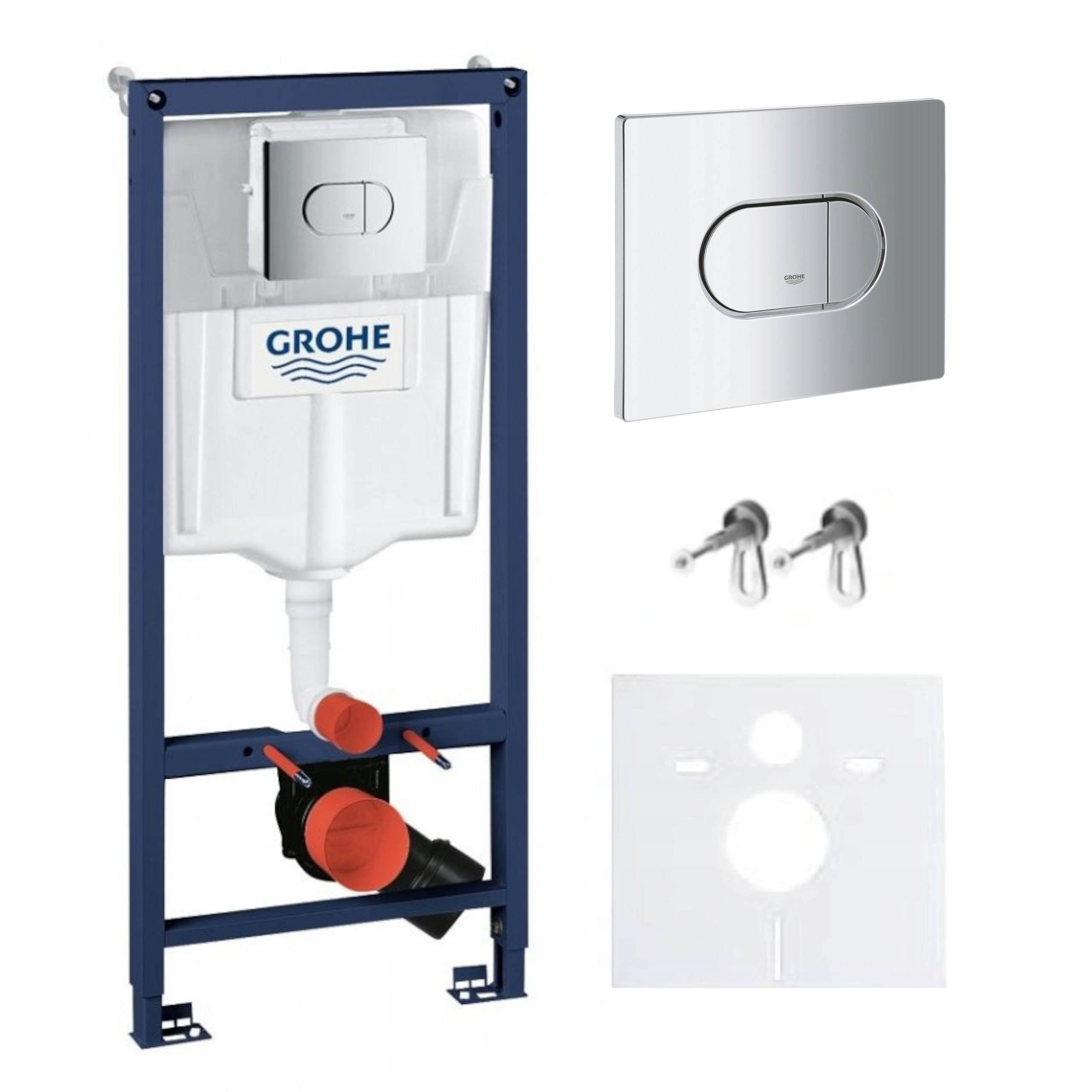 Podomítková Nádržka Grohe Pro Wc Tlačítko Chrom Set 4V1 Držáky Podložka