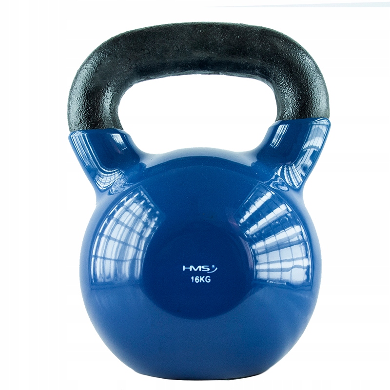 Kettlebell Żeliwny 16kg Winyl Hms KNV16 Ciężarek do Ćwiczeń Niebieski